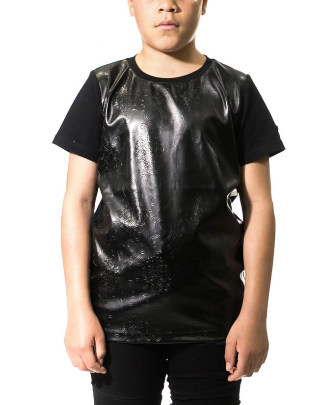 Black PU Leather Pattern Tee