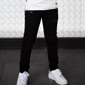 Black Stretch Fitted Denim
