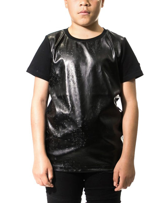 Black PU Leather Pattern Tee